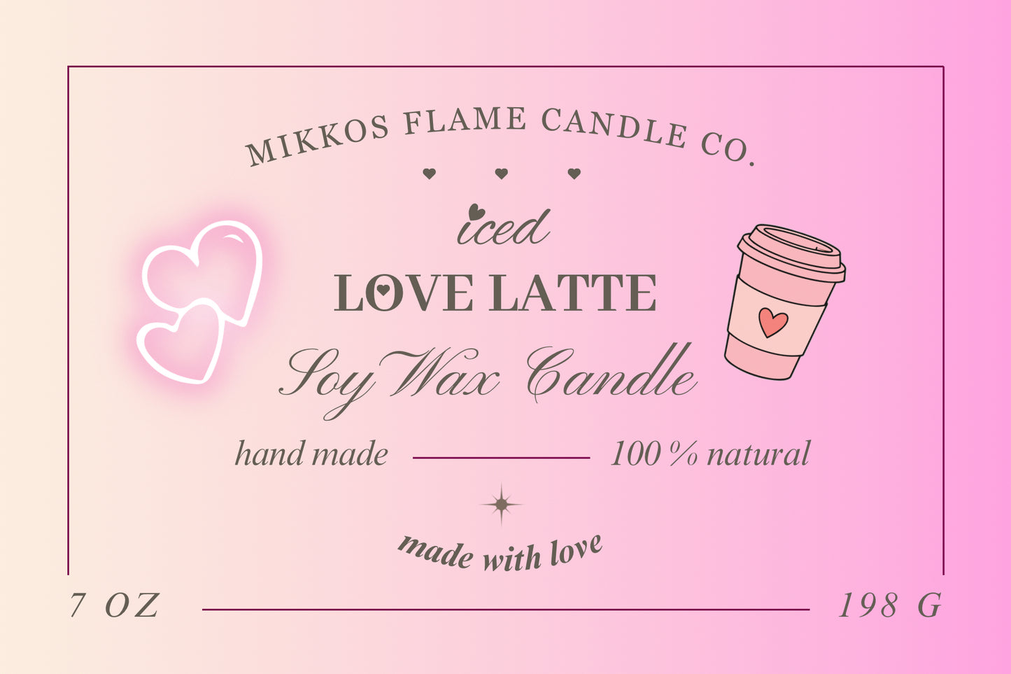 Iced Love Latte Candle💗